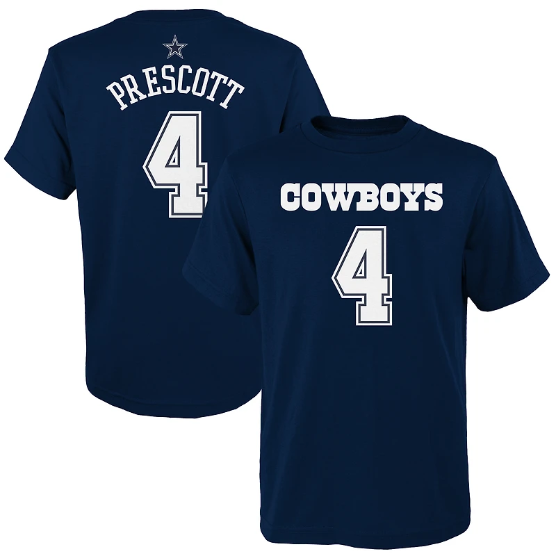 Youth Dak Prescott Navy Dallas Cowboys Mainliner Player Name & Number T-Shirt