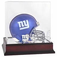 New York Giants Super Bowl XLVI Champions Mahogany Mini Helmet Logo Display Case
