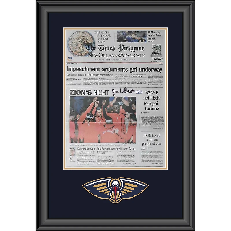 Zion Williamson New Orleans Pelicans Framed Autographed 19" x 27" The Times-Picayune Newspaper from Day After Debut 1/23/20