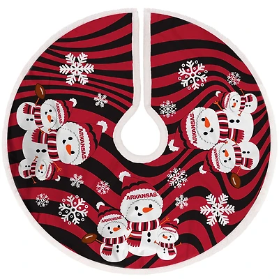 Arkansas Razorbacks Snowman Sherpa Christmas Tree Skirt