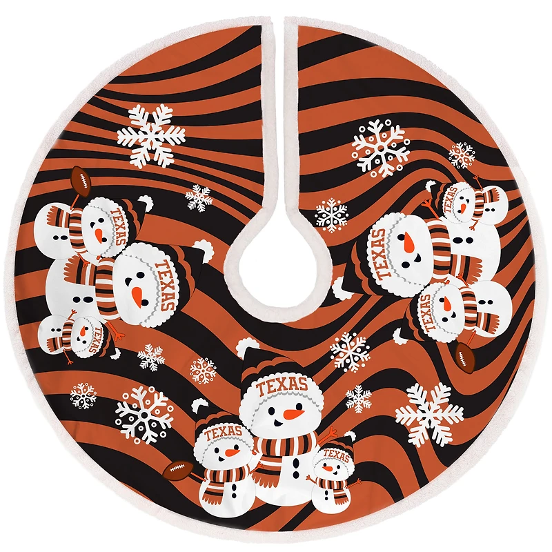 Texas Longhorns Snowman Sherpa Christmas Tree Skirt