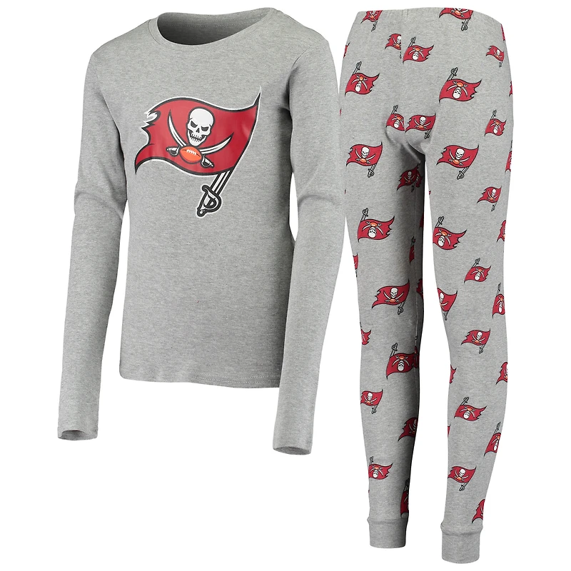 Youth Gray Tampa Bay Buccaneers Long Sleeve T-Shirt & Pants Sleep Set