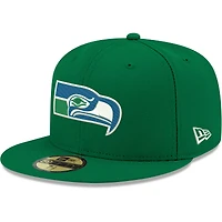 Men's New Era Kelly Green Seattle Seahawks Omaha Throwback 59FIFTY Fitted Hat