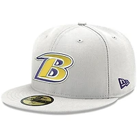 Men's New Era White Baltimore Ravens Omaha Lettermark 59FIFTY Fitted Hat