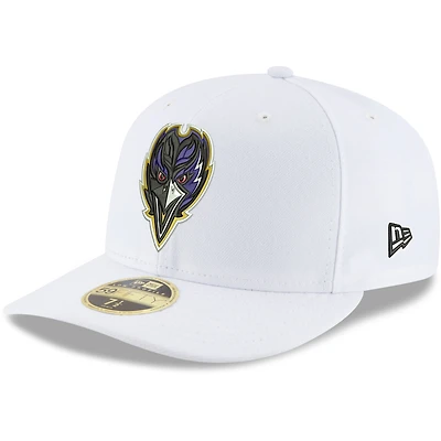 Men's New Era White Baltimore Ravens Omaha Low Profile 59FIFTY Fitted Hat