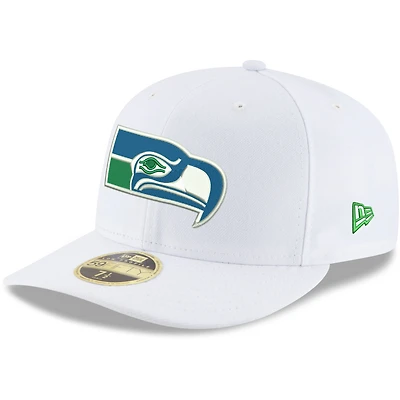Men's New Era White Seattle Seahawks Omaha Low Profile 59FIFTY Fitted Hat