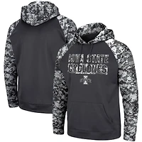 Men's Colosseum Charcoal Iowa State Cyclones OHT Military Appreciation Digital Camo Pullover Hoodie