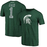Men's Green Michigan State Spartans Greatest Dad Logo Tri-Blend T-Shirt