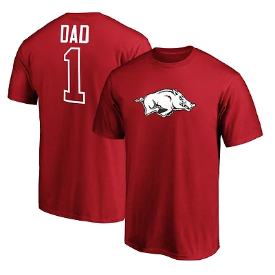 Men's Cardinal Arkansas Razorbacks #1 Dad Logo T-Shirt