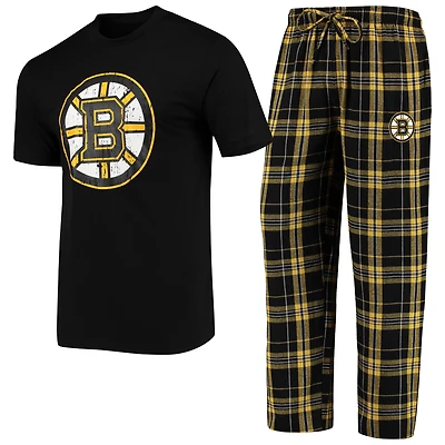 Men's Concepts Sport Black/Gold Boston Bruins Ethos Top & Pants Sleep Set