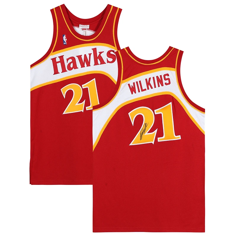 Dominique Wilkins Atlanta Hawks Autographed Red Mitchell and Ness 1986 Hardwood Classic Logo Authentic Jersey