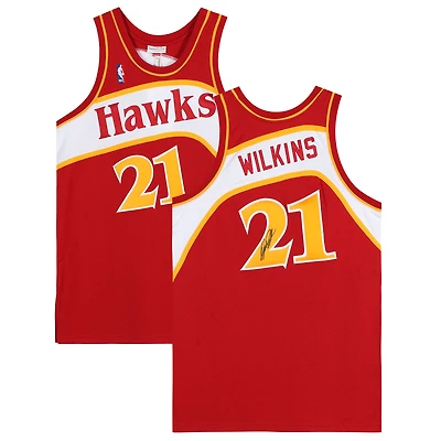 Dominique Wilkins Atlanta Hawks Autographed Red Mitchell and Ness 1986 Hardwood Classic Logo Authentic Jersey
