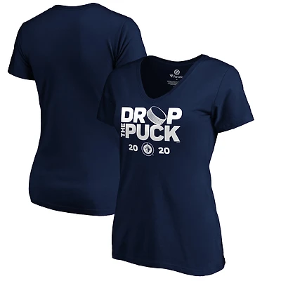 Women's Navy Winnipeg Jets Drop the Puck V-Neck T-Shirt