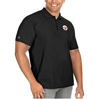 Men's Antigua Black Pittsburgh Steelers Big & Tall Legacy Pique Polo