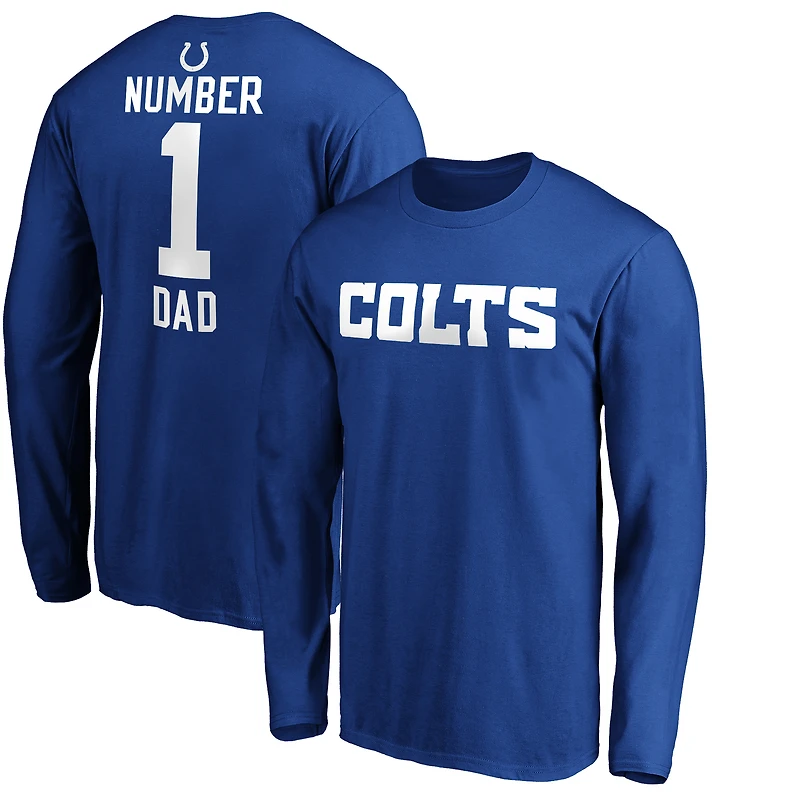 Men's Royal Indianapolis Colts #1 Dad Long Sleeve Team Logo T-Shirt