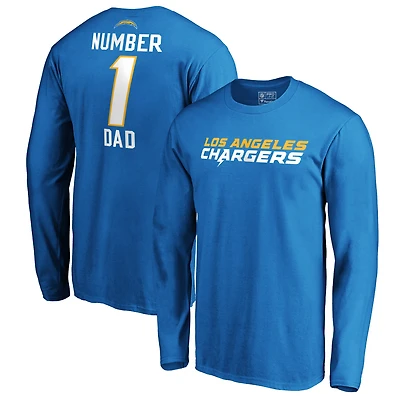 Men's Light Blue Los Angeles Chargers #1 Dad Long Sleeve Team Logo T-Shirt