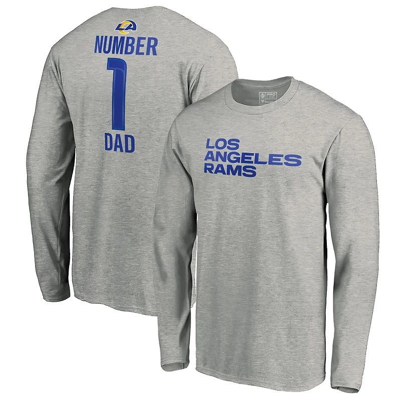 Men's Heathered Gray Los Angeles Rams #1 Dad Long Sleeve Team Logo T-Shirt