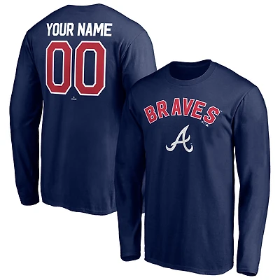 Men's Navy Atlanta Braves Personalized Winning Streak Name & Number Long Sleeve T-Shirt