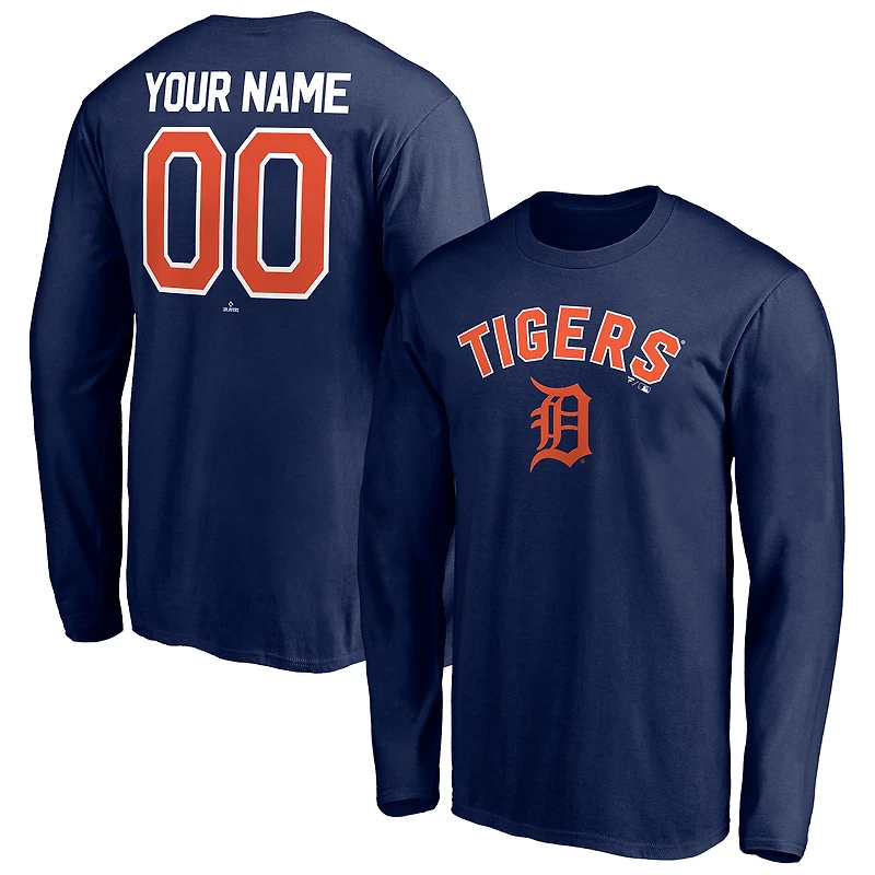 Men's Navy Detroit Tigers Personalized Winning Streak Name & Number Long Sleeve T-Shirt