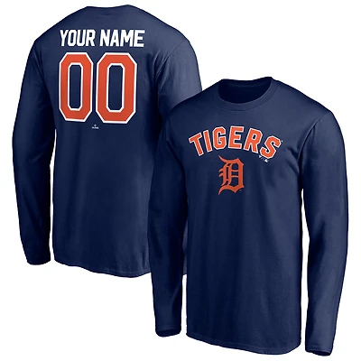 Men's Navy Detroit Tigers Personalized Winning Streak Name & Number Long Sleeve T-Shirt