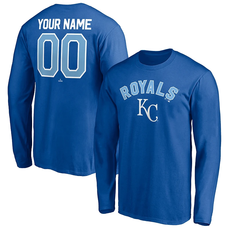 Men's Royal Kansas City Royals Personalized Winning Streak Name & Number Long Sleeve T-Shirt