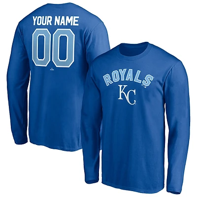Men's Royal Kansas City Royals Personalized Winning Streak Name & Number Long Sleeve T-Shirt