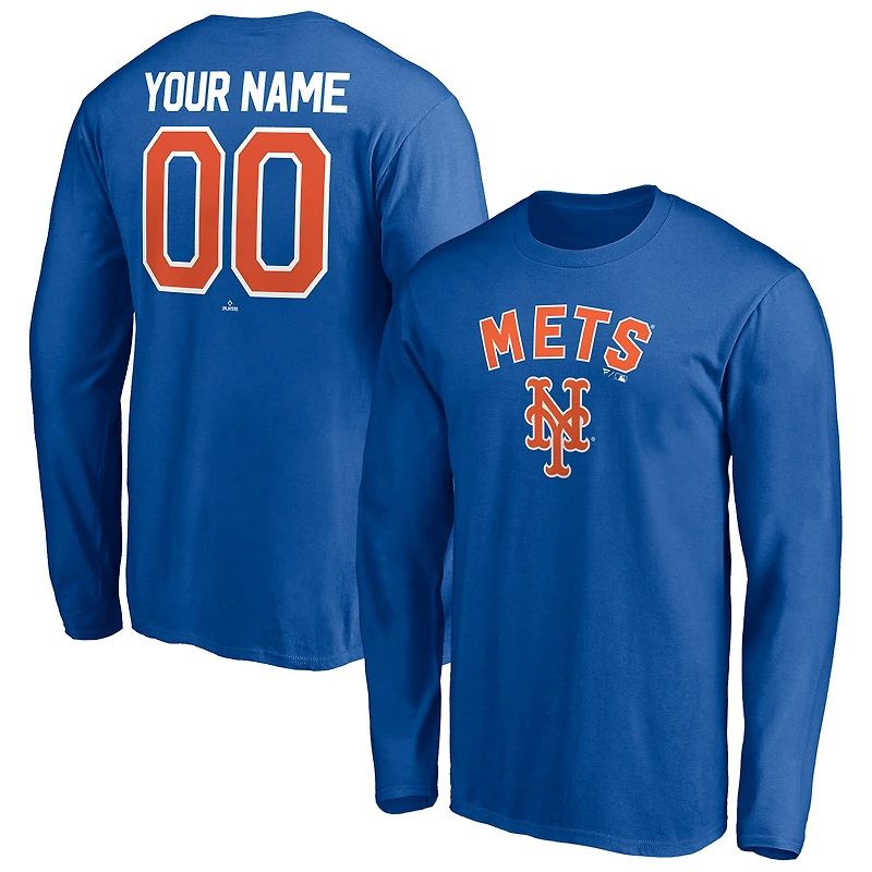 Men's Royal New York Mets Personalized Winning Streak Name & Number Long Sleeve T-Shirt