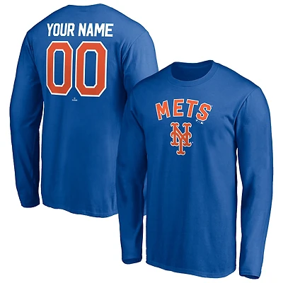 Men's Royal New York Mets Personalized Winning Streak Name & Number Long Sleeve T-Shirt