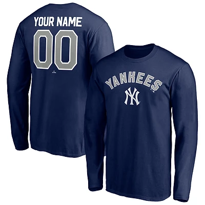 Men's Navy New York Yankees Personalized Winning Streak Name & Number Long Sleeve T-Shirt