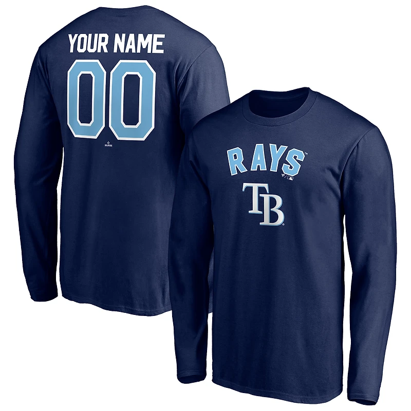Men's Navy Tampa Bay Rays Personalized Winning Streak Name & Number Long Sleeve T-Shirt