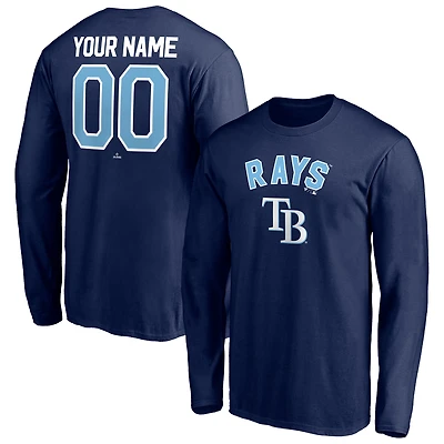 Men's Navy Tampa Bay Rays Personalized Winning Streak Name & Number Long Sleeve T-Shirt