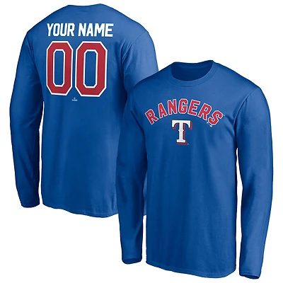 Men's Royal Texas Rangers Personalized Winning Streak Name & Number Long Sleeve T-Shirt