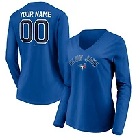 Women's Royal Toronto Blue Jays Personalized Winning Streak Name & Number Long Sleeve V-Neck T-Shirt