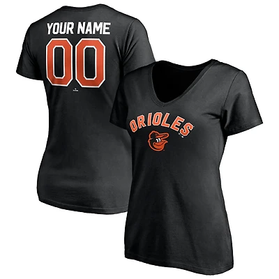 Women's Black Baltimore Orioles Personalized Winning Streak Name & Number V-Neck T-Shirt