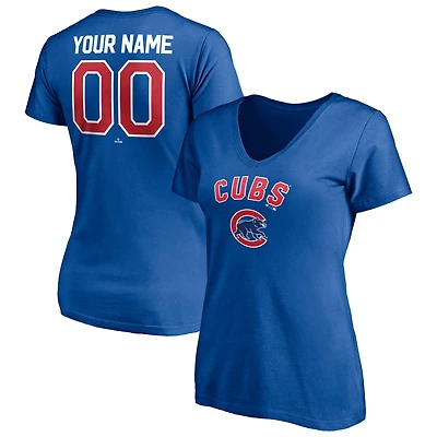 Women's Royal Chicago Cubs Personalized Winning Streak Name & Number V-Neck T-Shirt