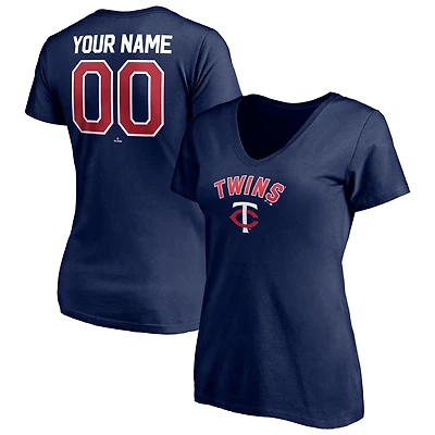 Women's Navy Minnesota Twins Personalized Winning Streak Name & Number V-Neck T-Shirt