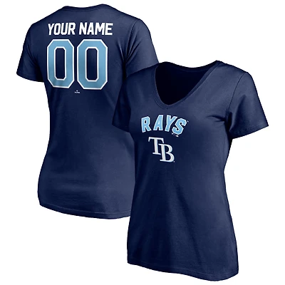 Women's Navy Tampa Bay Rays Personalized Winning Streak Name & Number V-Neck T-Shirt
