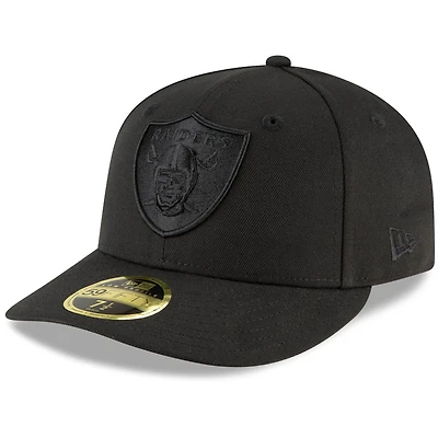 Men's New Era Black Las Vegas Raiders Black on Black Low Profile 59FIFTY II Fitted Hat
