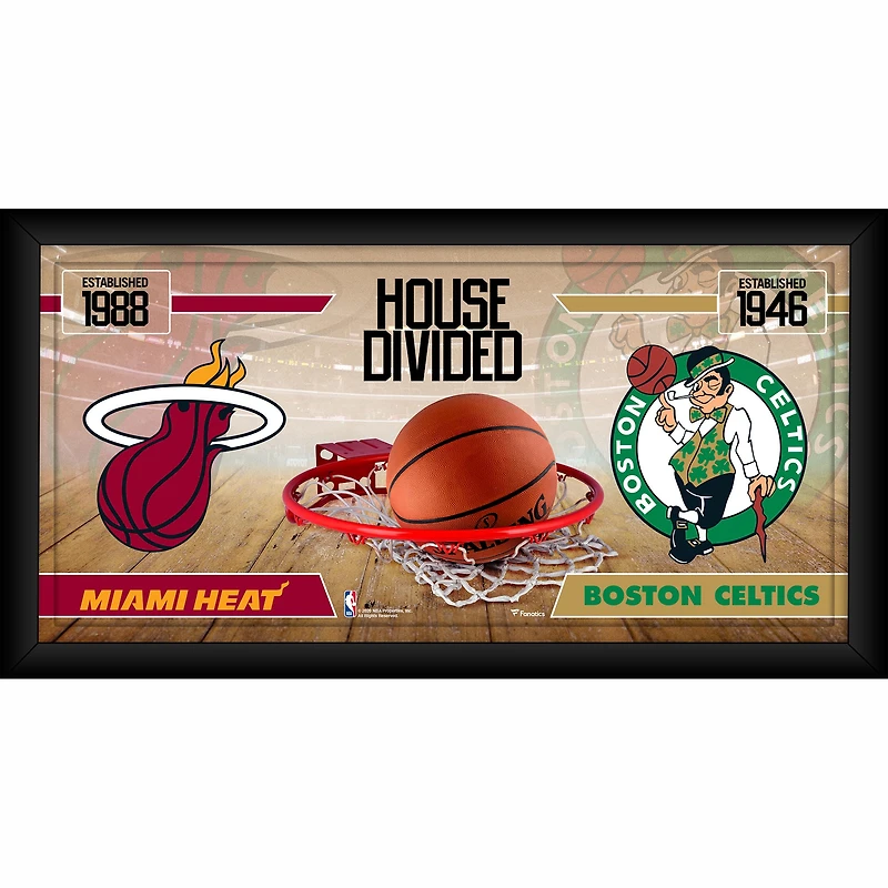 Miami Heat vs. Boston Celtics Framed 10" x 20" House Divided Collage