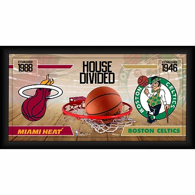 Miami Heat vs. Boston Celtics Framed 10" x 20" House Divided Collage