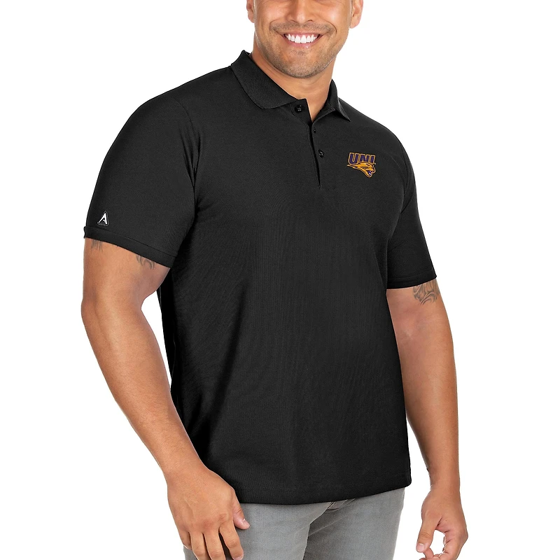 Men's Antigua Black Northern Iowa Panthers Big & Tall Legacy Pique Polo