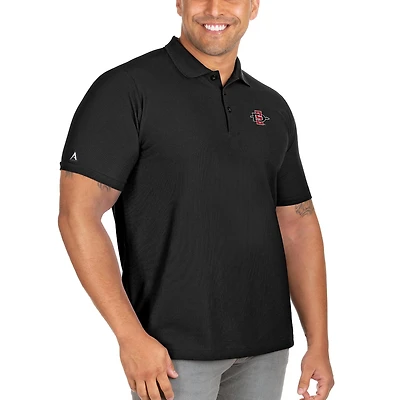 Men's Antigua Black San Diego State Aztecs Big & Tall Legacy Pique Polo
