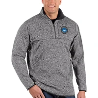 Men's Antigua Heather Gray Charlotte FC Big & Tall Fortune Quarter-Zip Pullover Jacket