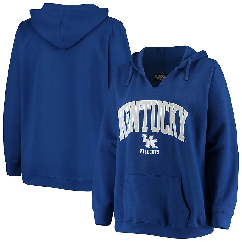 Women's Royal Kentucky Wildcats Plus Size Notch Neck Pullover Hoodie