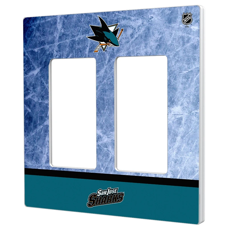 San Jose Sharks Wordmark Double Rocker Lightswitch Plate