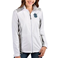 Women's Antigua White/Heather Gray Seattle Kraken Revolve Full-Zip Jacket