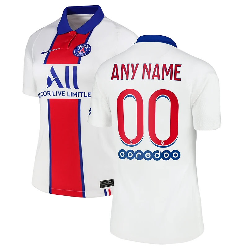 Women's Nike White Paris Saint-Germain 2020/21 Away Breathe Stadium Replica Custom Jersey