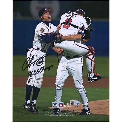 Chipper Jones Atlanta Braves Autographed 8" x 10" 1995 World Series Celebration Photograph with "95 WS Champs" Inscription