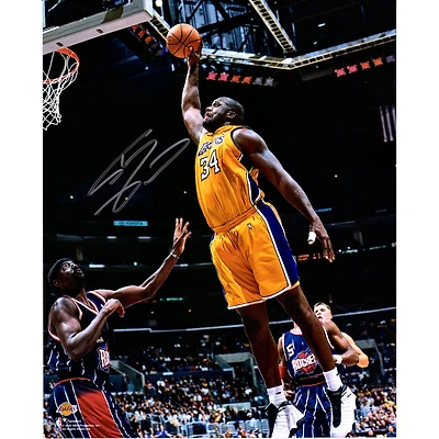 Shaquille O'Neal Los Angeles Lakers Autographed 16" x 20" Dunk vs. Houston Rockets Photograph