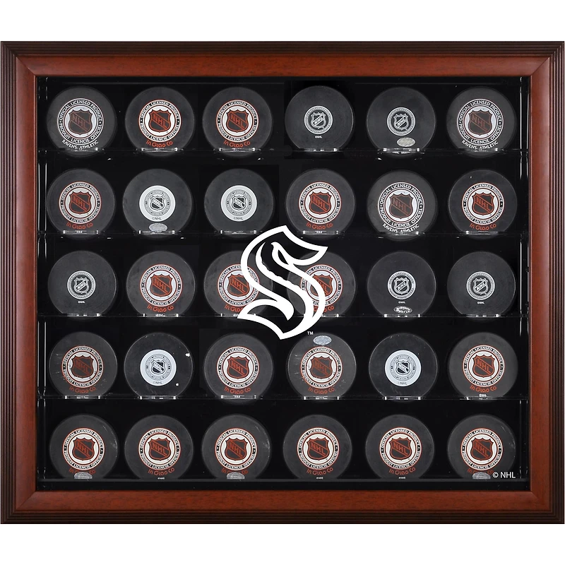 Seattle Kraken Mahogany Framed 30-Puck Display Case